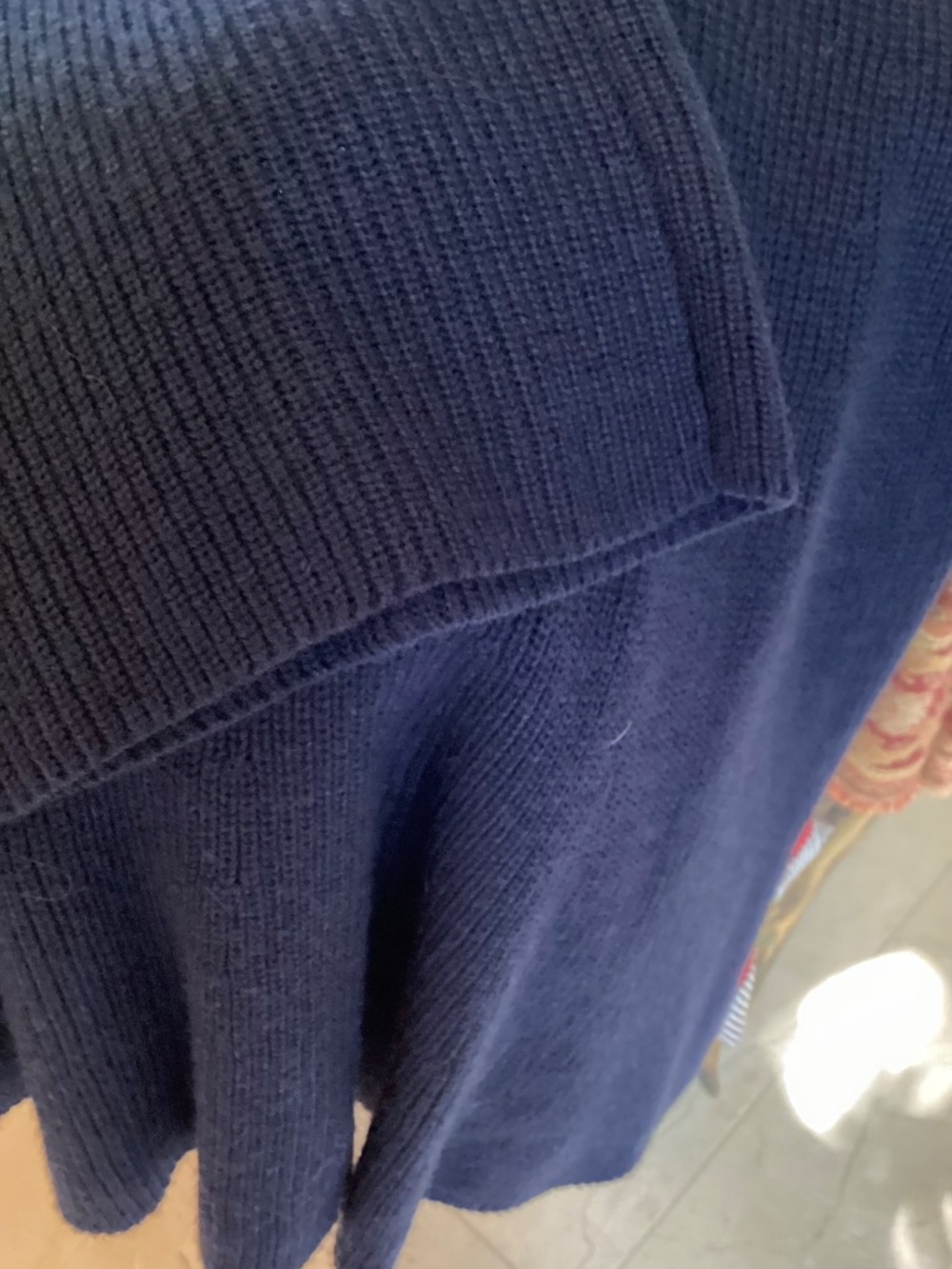 LORI FELT - BELL SLEEVE SWEATER / DRESS - NAVY BLUE RIBBED KNIT - SIZE M - Picture 5 of 9